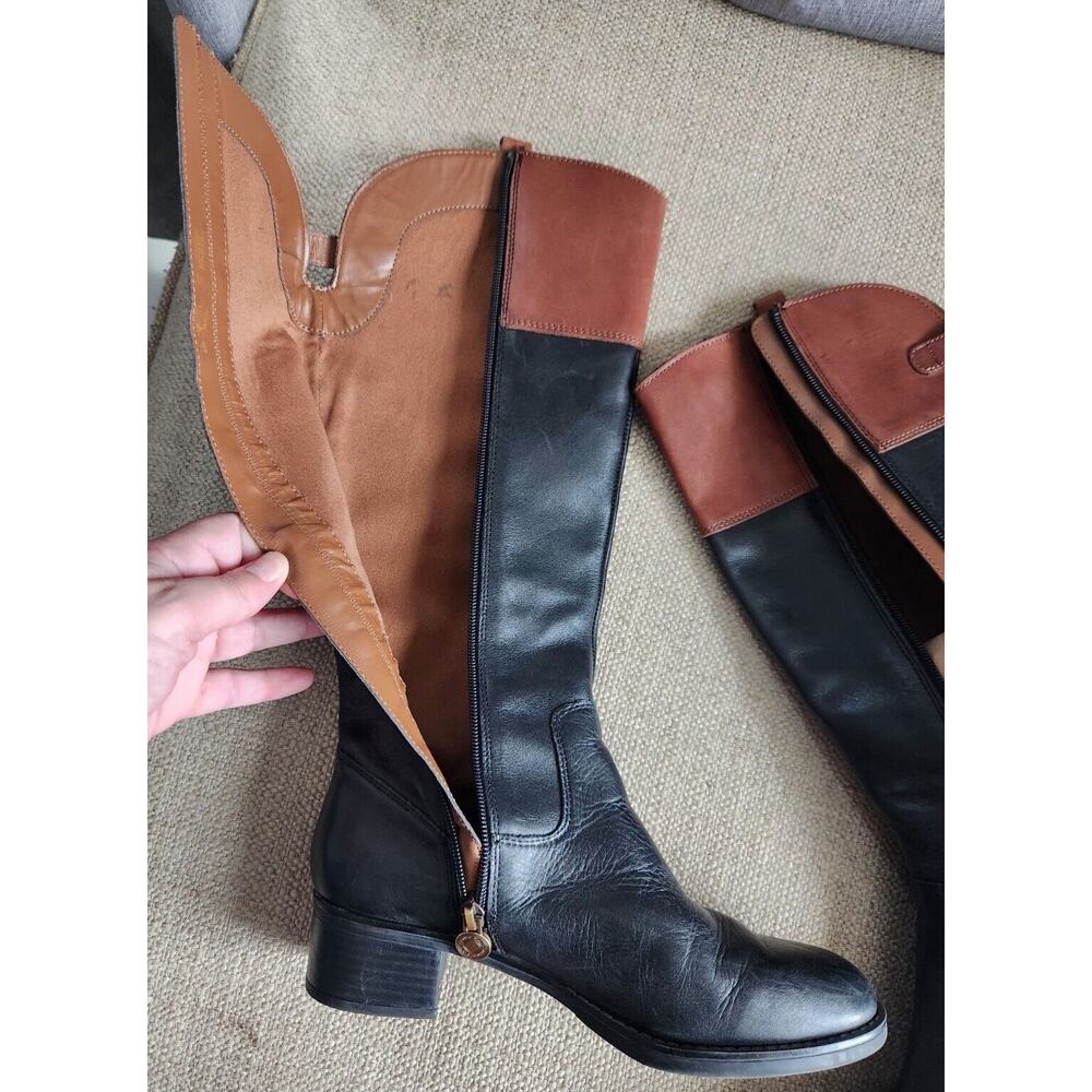 Franco Sarto Clove 2 Two-Tone Riding Boots Zip-Up Brown Black Womens 8 - Picture 8 of 12